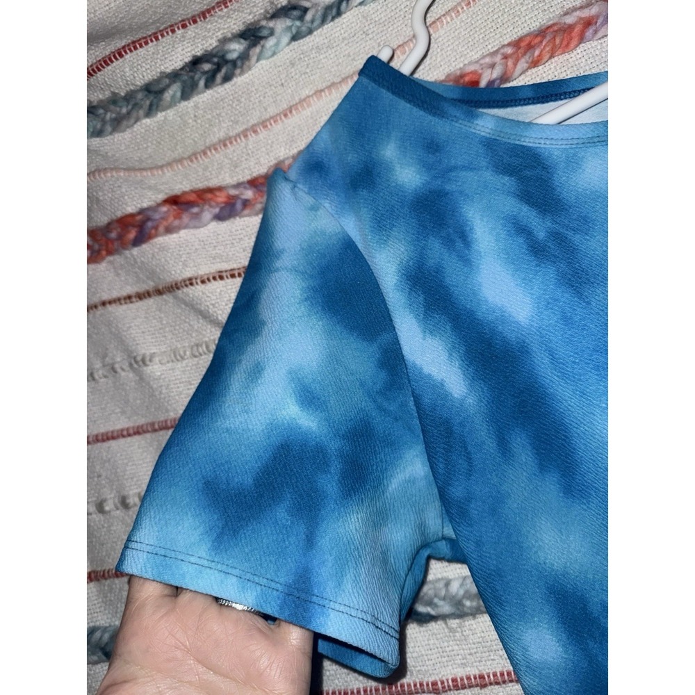LulaRoe XL Amelia Dress w/ Pockets Blue Tie Dye Paisley Floral Flower - Picture 4 of 8